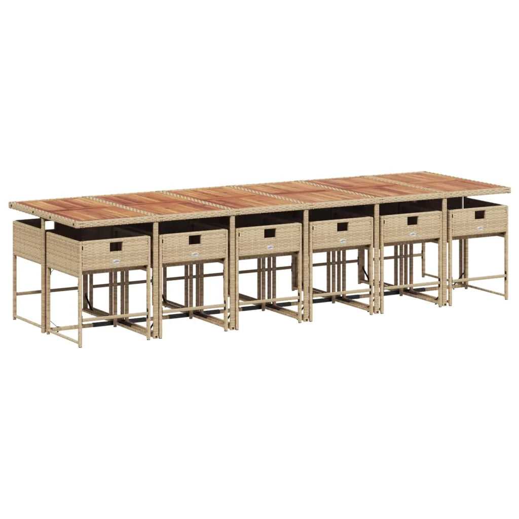 Set da Pranzo da Giardino 13 pz con Cuscini Beige in Polyrattan 3278079