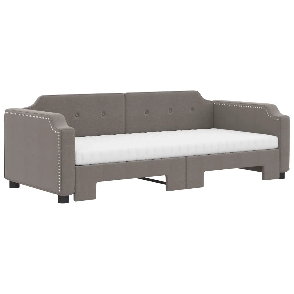 Divano Letto Estraibile con Materassi Tortora 90x200 cm Tessuto