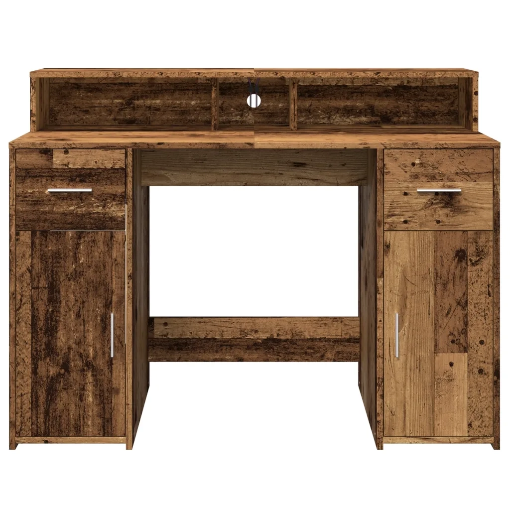 Scrivania con Luci LED Legno Antico 120x55x91 cm in Multistrato 3309418