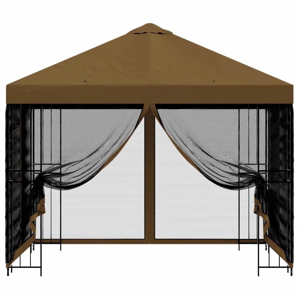 Gazebo da giardino con pareti laterali 3 x 3 m Tortora