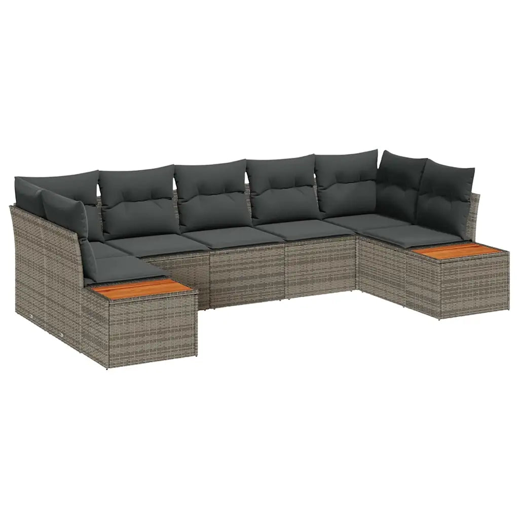Set Divano da Giardino con cuscino 7 pcs Grigio Polyrattan