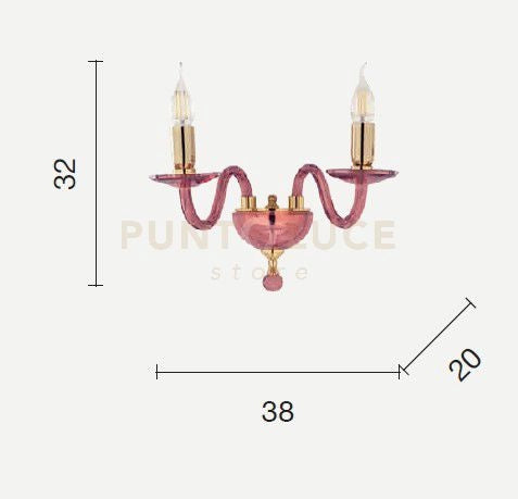 APPLIQUE  PAGANINI AMBRA ORO 2 LUCI ATTACCO E14 H.32CM