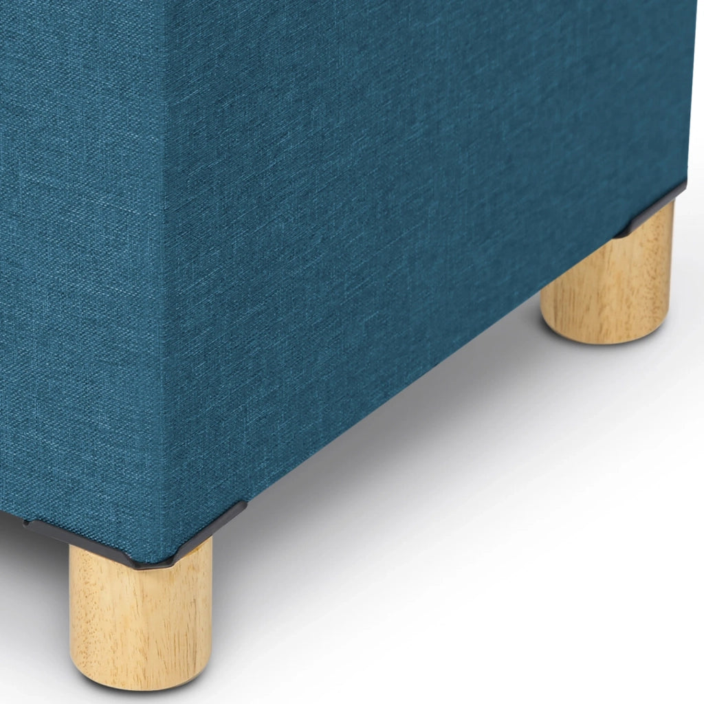 IDMarket - Panca contenitore in tessuto blu anatra 100 cm