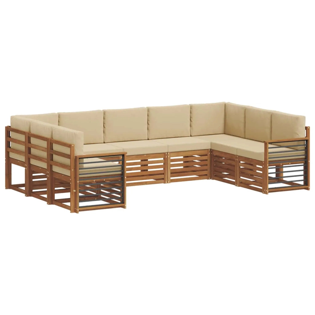 Set divano sezionale con cuscino 9 pcs Naturale e Beige