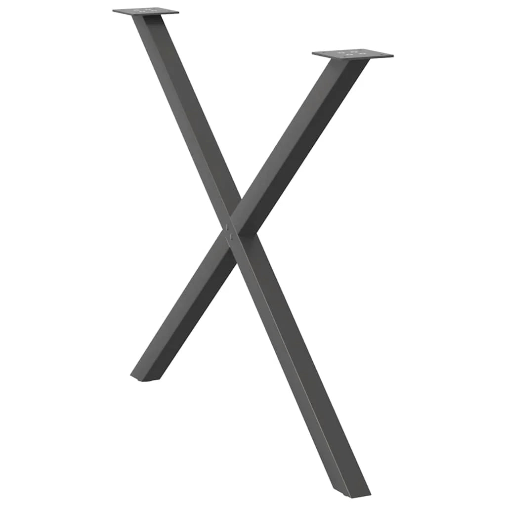 Set di 2 gambe per tavolo da pranzo a forma di X in acciaio antracite robuste e dal design moderno 90 x 73 cm 02_0057198