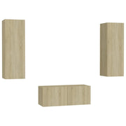 Set di Mobili TV 3 pz | Armadietto TV | Mobile Porta TV Rovere Sonoma in Legno Multistrato