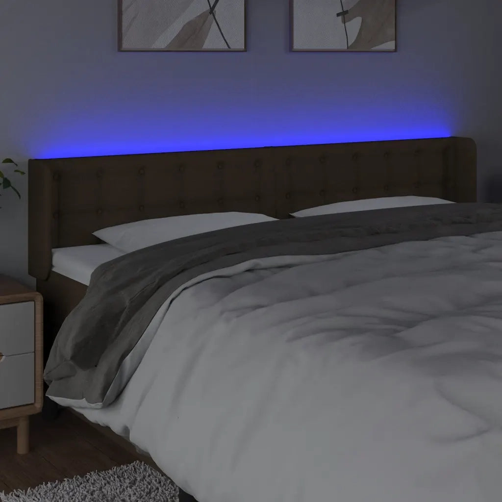 Testiera a LED Marrone Scuro 203x16x78/88 cm in Tessuto cod mxl 48508