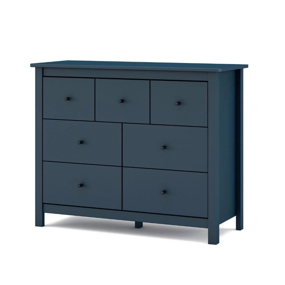 Cassettiera Misti con 4 cassettoni e 3 cassettini in legno massiccio blu