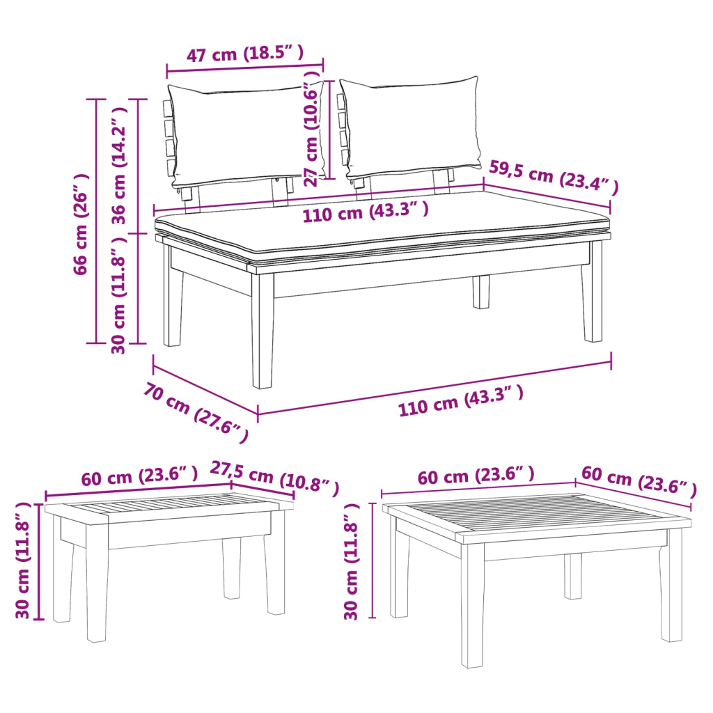 Set Pranzo Giardino  Legno Massello Teak 5 Pezzi