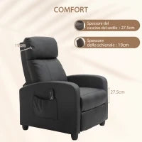 Poltrona Relax Massaggiante con Telecomando e 8 Programmi, Reclinazione e Poggiapiedi, 68x88x98cm, Nero