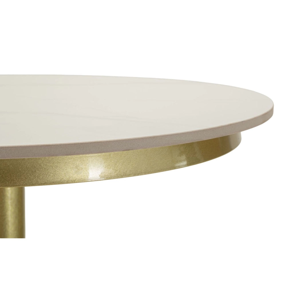 Tavolino bar alto Simply con struttura in metallo oro e piano bianco