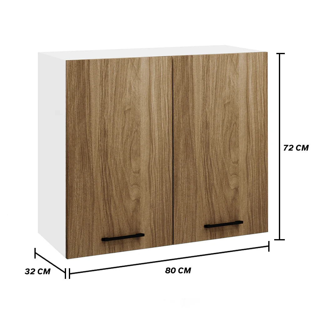 Pensile colapiatti per cucina componibile da 80 cm con due ante, realizzata in legno 100% MADE IN ITALY colore Noce