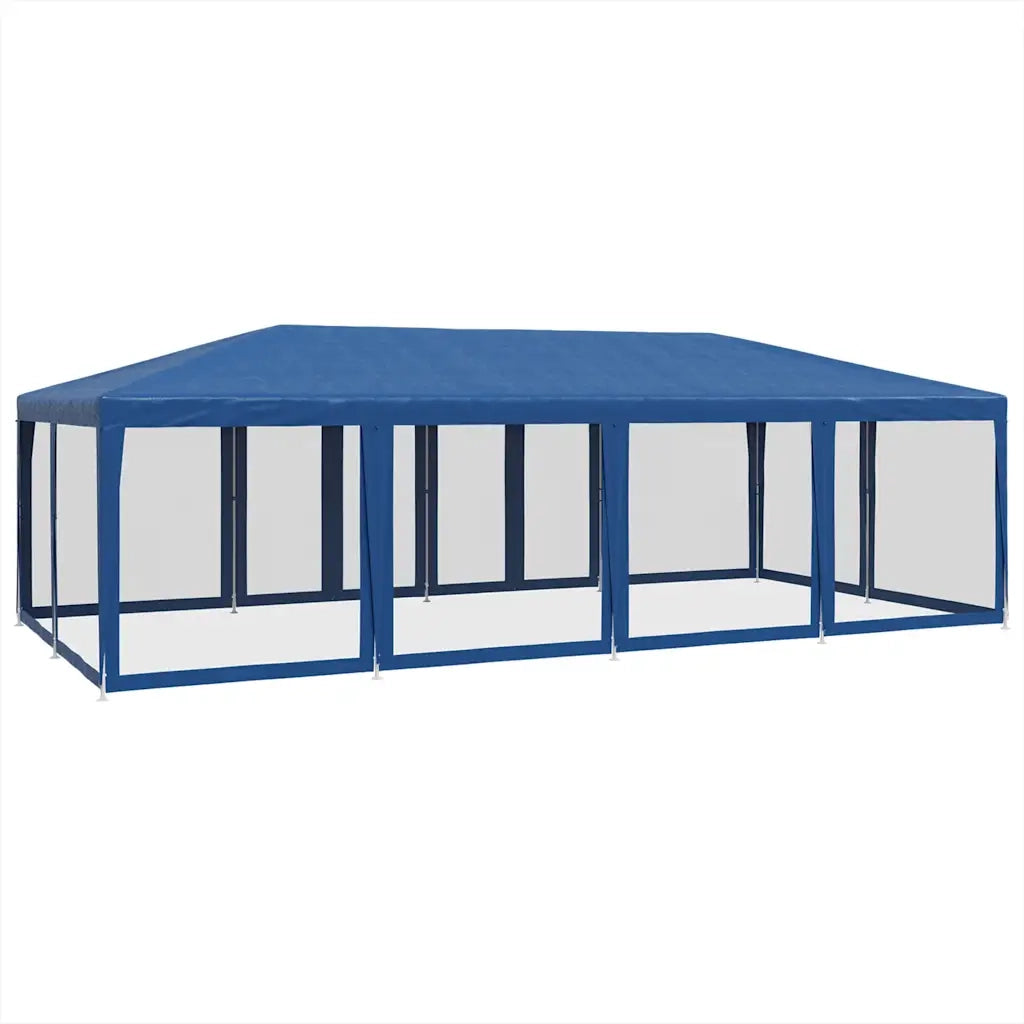 Tenda per Feste con 12 Pareti Laterali in Rete Blu 8x4 m HDPE 4010072
