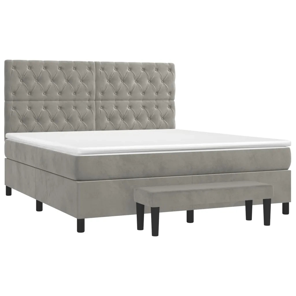 Giroletto a Molle con Materasso Grigio Chiaro 160x200cm Velluto 3138031