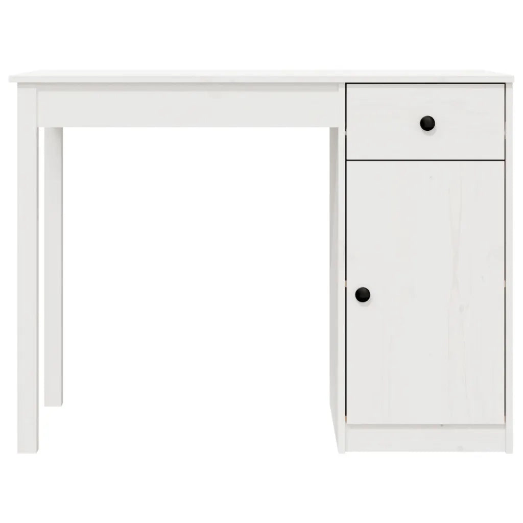Scrivania | Tavolo da Ufficio Bianca 100x50x75 cm in Legno Massello di Pino