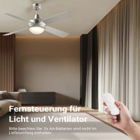 Ventilatore da soffitto Ø 130 cm con 4 pale, lampadario ventilatore con 3 velocità, telecomando, timer, modalità estiva e invernale, 65 W
