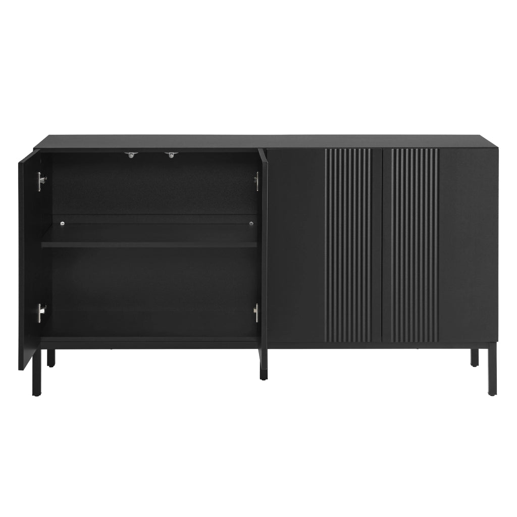 Credenza 4 Ante Moderna ¨C Xylo ¨C Nero, Soggiorno e Cucina