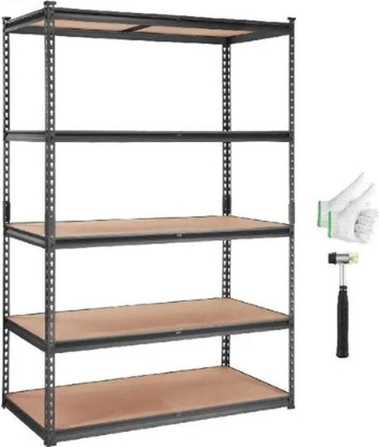 Cassettiere - 5 Livelli - 182cm x 45cm x 90cm - Altezza Regolabile - 180Kg Per Livello - Nero
