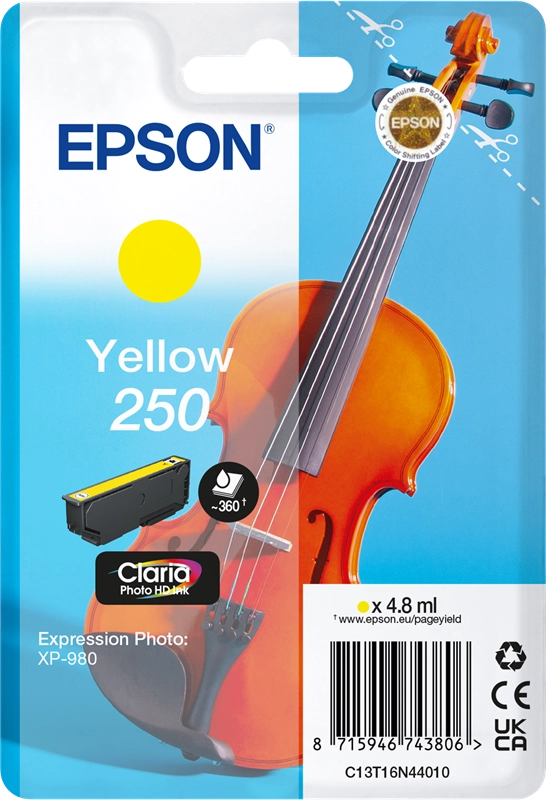 Epson 250 Violin Claria Photo HD cartuccia d'inchiostro 1 pz Originale Giallo