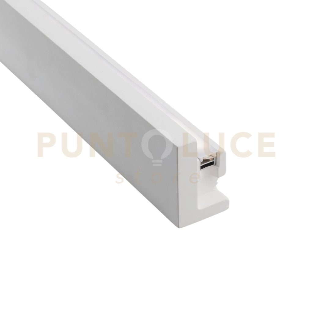 PROFILO MONO BIANCO PER LED A EMISSIONE SINGOLA CON DIFFUSORE 100X4X6,5CM IN GESSO SINGOLA EMISSIONE ANIMA ALLUMINIO ANGOLO 90°