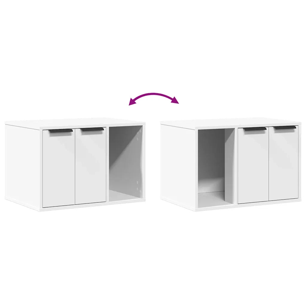 Recinto Lettiera Gatti Bianco 60x40x40 cm in Truciolato 857724