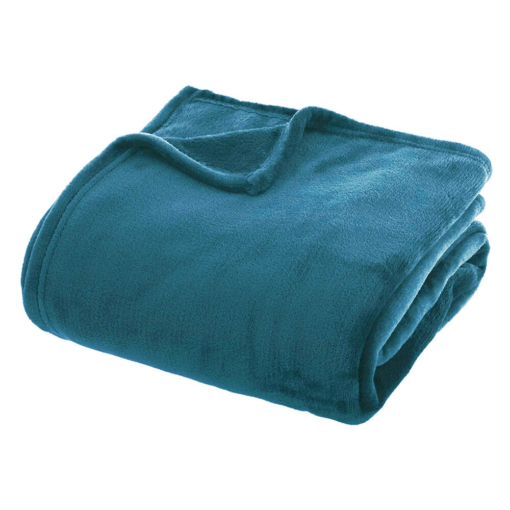 Plaid Morbidissimo Tinta Unita Coperta Soffice Pile Caldo Letto Divano Blu 130x160 cm