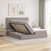 Letto con Contenitore con testiera Tortora 180 x 200 cm Tessuto 3459780