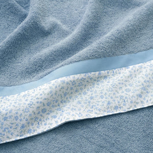 Set Spugna 4 Pezzi Asciugamani Viso + Ospite con Balza Stampata Garrini Emily Azzurro