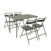 Set tavolo da giardino bistrot in acciaio con 4 sedie pieghevoli,