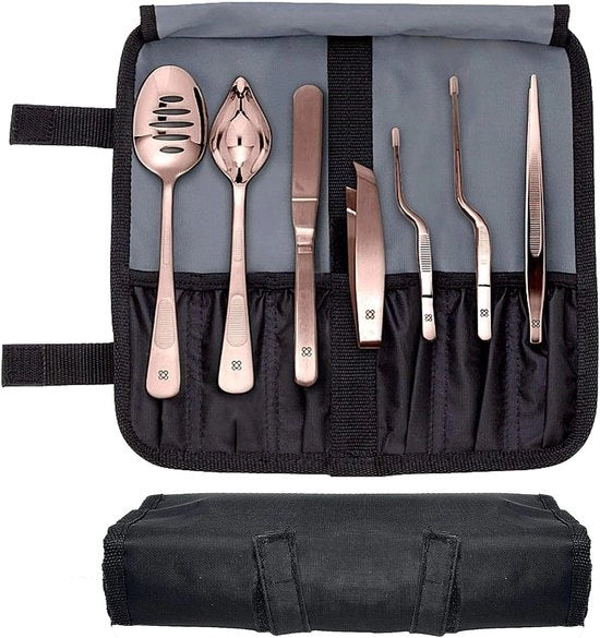 Decorazione Cucina Set - Aiuti Cucina Professionali - Servire i Piatti - Set di 7 Accessori Cucina - 28,5 x 27 cm - Ottone