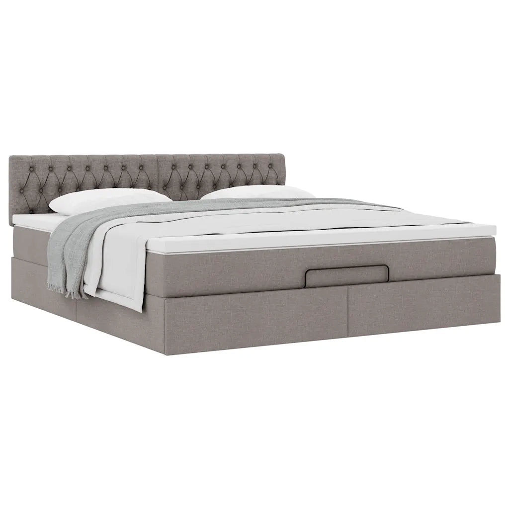 Struttura Letto Pouf con Materasso Tortora 160x200cm in Tessuto 3311557