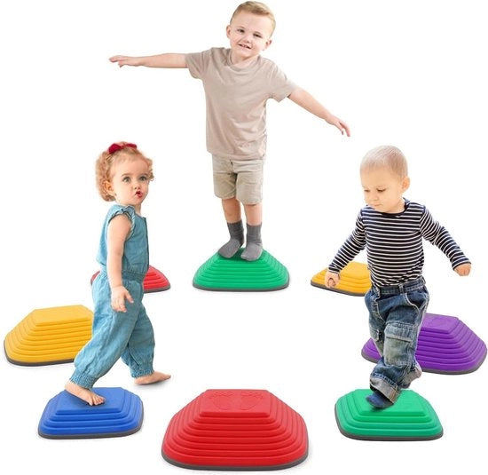 Set di pietre di equilibrio per bambini - Steccata antiscivolo per bambini - Set di pietre di fiume da accumulare - Ostacoli per bambini - Bambini e adulti - Promuove la coordinazione