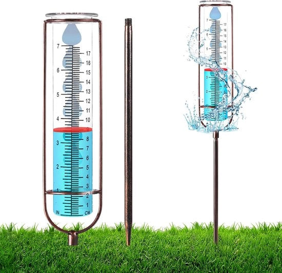 Misuratore di Pioggia - Misuratore di Pioggia con Supporto - Stazione Meteorologica - Misuratore di Nevicate - Ideale per il Giardino