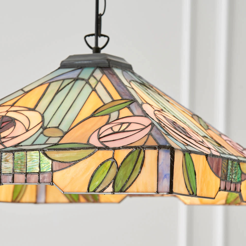 Lampada a sospensione in vetro Tiffany WILLOW rose 3xE27