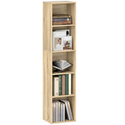 Libreria 5 livelli con ripiani regolabili ¨C zephmum ¨C 30x24x133,5cm, naturale