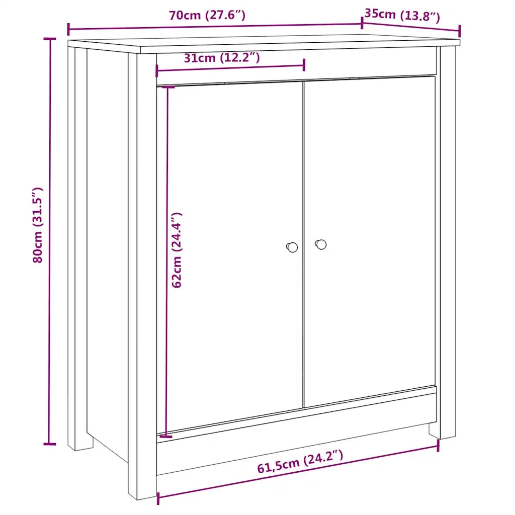 Credenze 2 pz Bianco 70x35x80 cm in Legno Massello di Pino cod mxl 13879