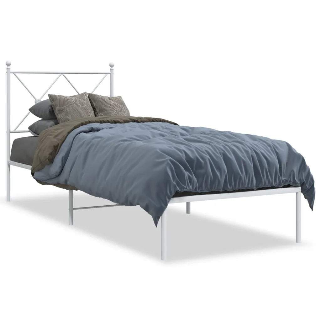 Giroletto con Testiera-Struttura Letto con testiera Metallo Bianco 80x200 cm 281262