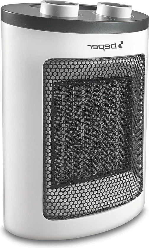 Keramica ventilata a bassa potenza 1500W - Fornello elettrico con protezione termica - Blocco di protezione contro il gelo in vetro bianco