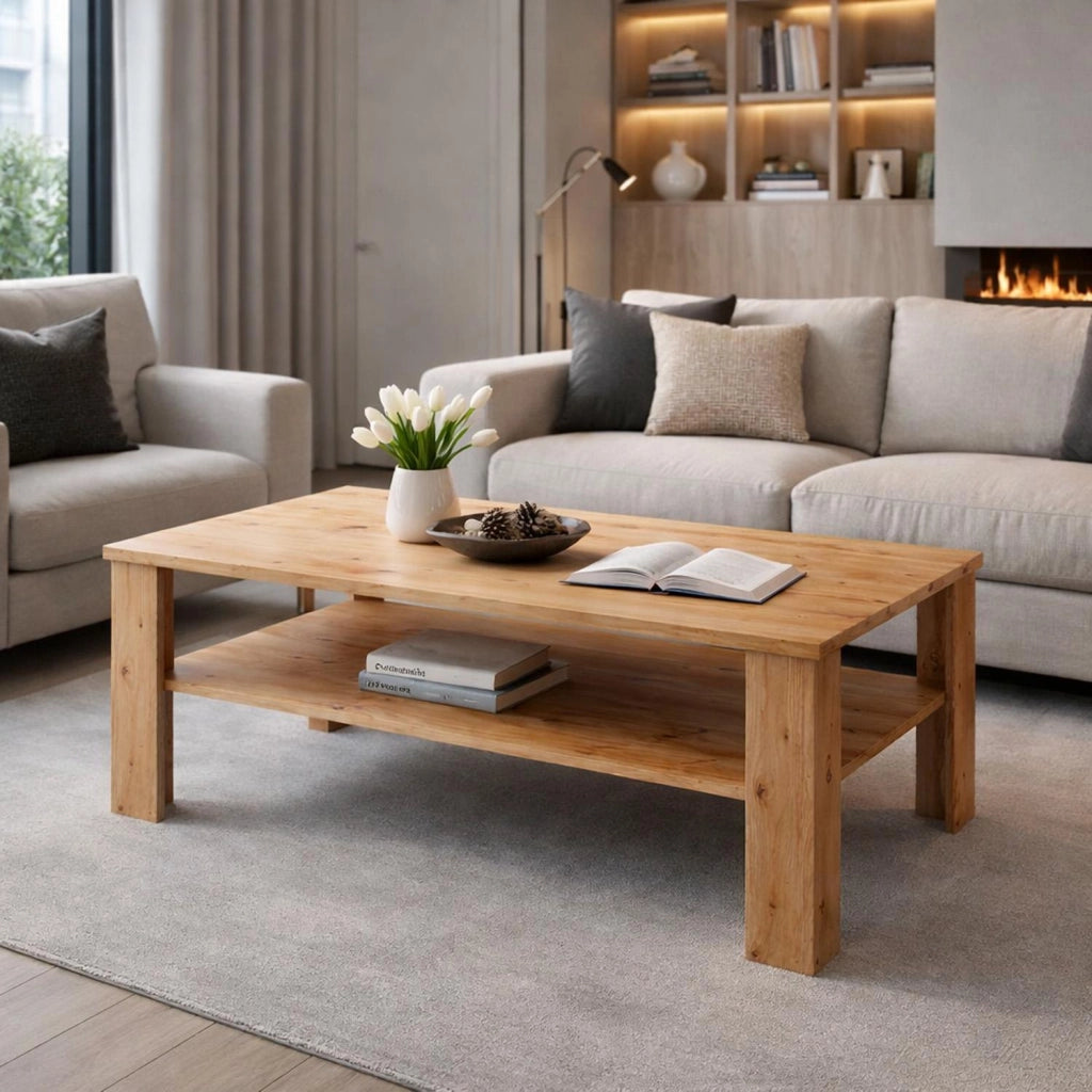 Tavolino Da Caffè Tavolo Basso Con Ripiano Inferiore E Vano A Giorno Design Minimal Stile Nordico Per Salotto Soggiorno Zona Living Struttura Resistente Rovere Naturale