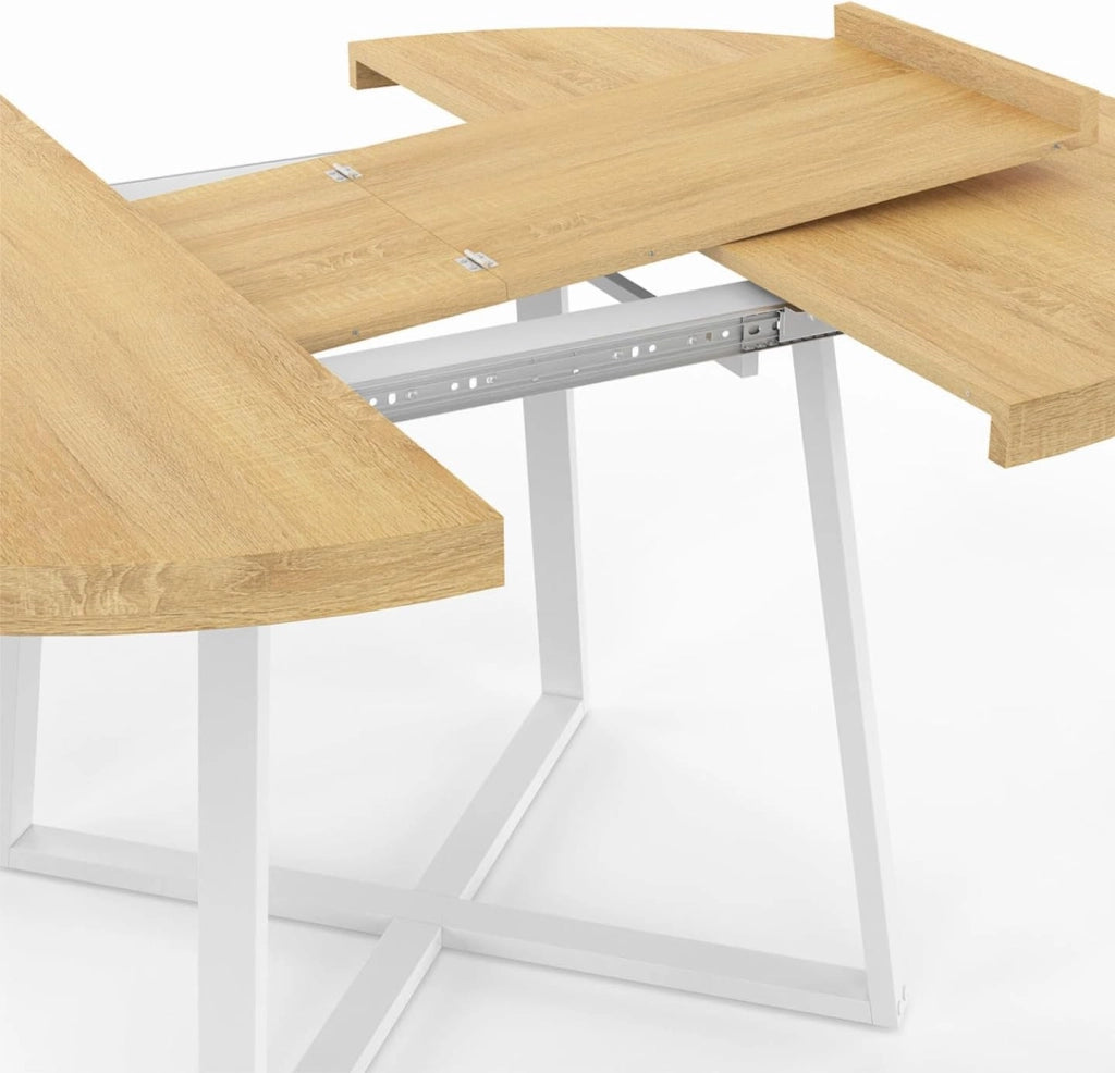 SELMA tavolo da pranzo rotondo allungabile 4-8 persone legno e bianco 110-150 cm
