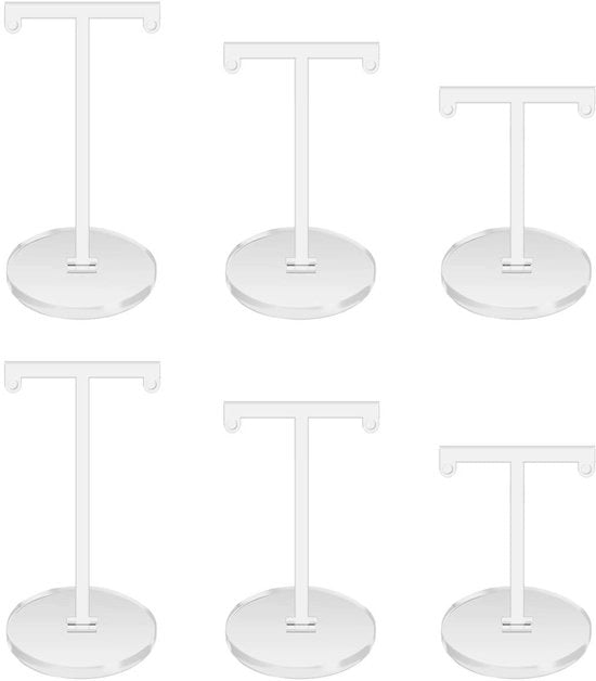 Oreloggi 6-delitti per orecchini in acrilato, supporto per orecchini, display per orecchini, standard per orecchini, display per orecchini, barra T per ragazze e donne (trasparente)