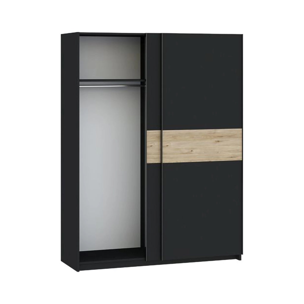 Armadio Camera da Letto Manita, Guardaroba 2 Ante 2 Ripiani, 150x204h cm Nero Antracite
