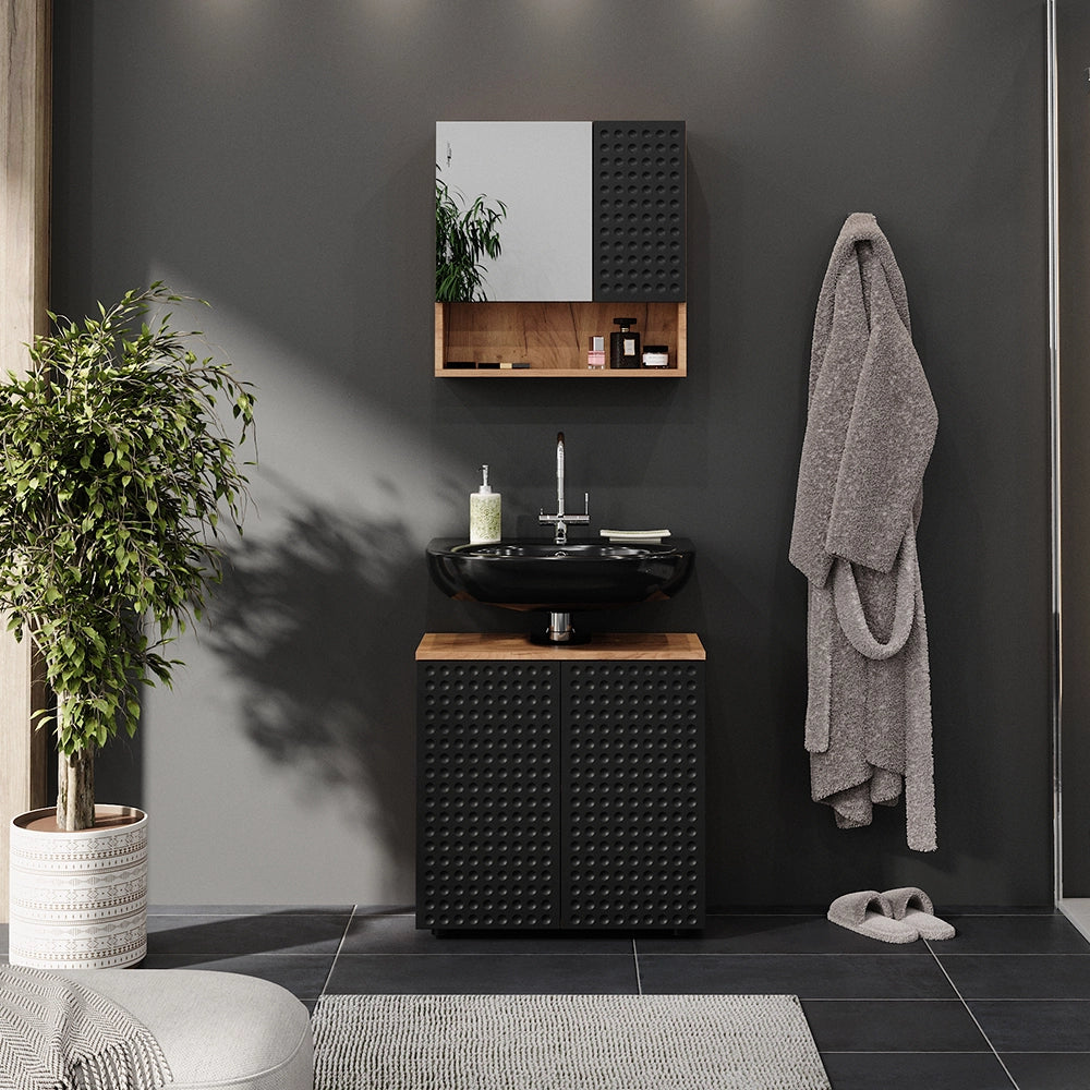 Vicco Set mobili bagno Antracite puntinato 2 parti, base 60 cm
