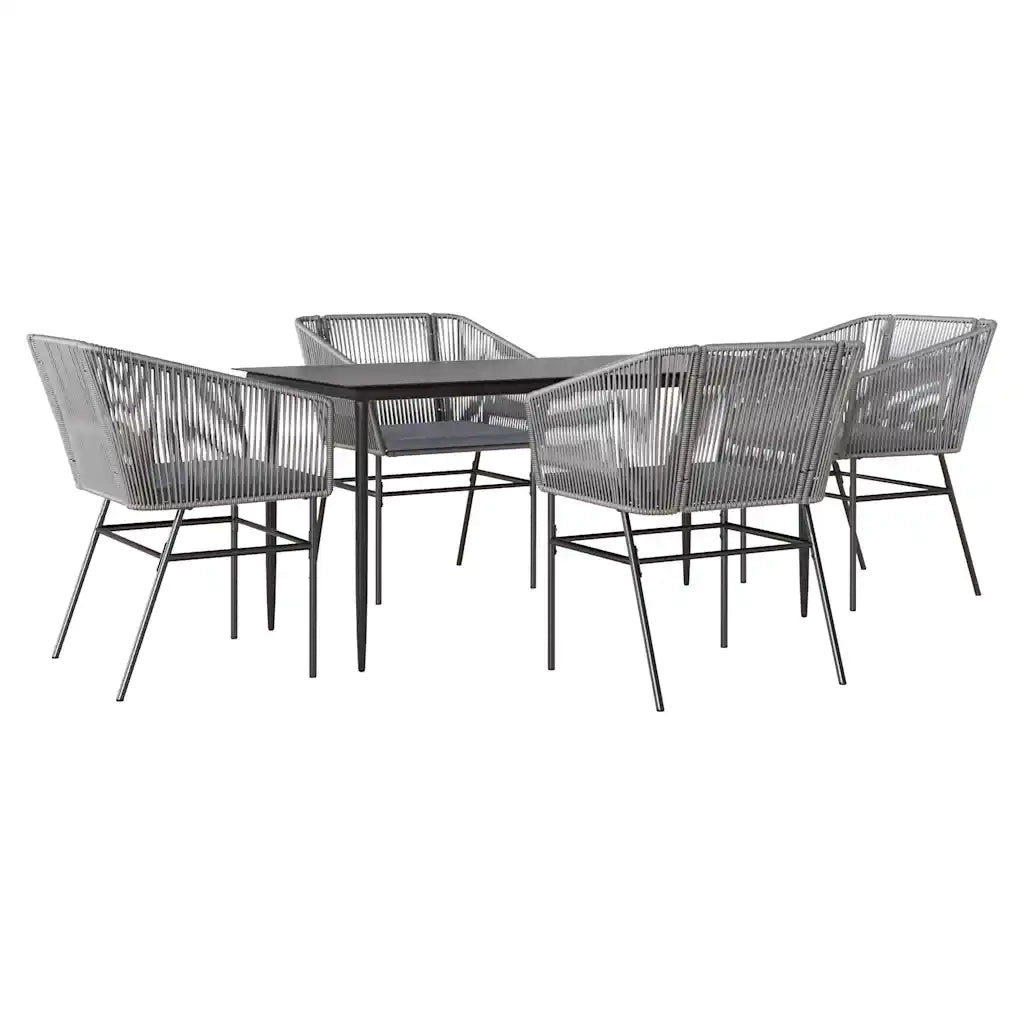 Set da Pranzo da Giardino 5 pz con Cuscini Polyrattan Vetro 3334530