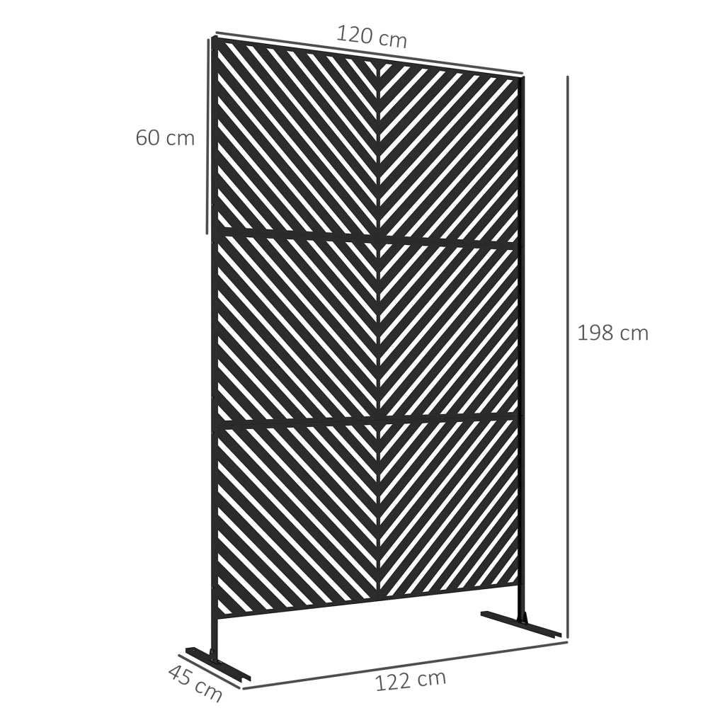 Pannello Divisorio Sichtschutz per Giardino ¨C zephmum ¨C Geometrico, Metallo, 122x45x198 cm, Nero
