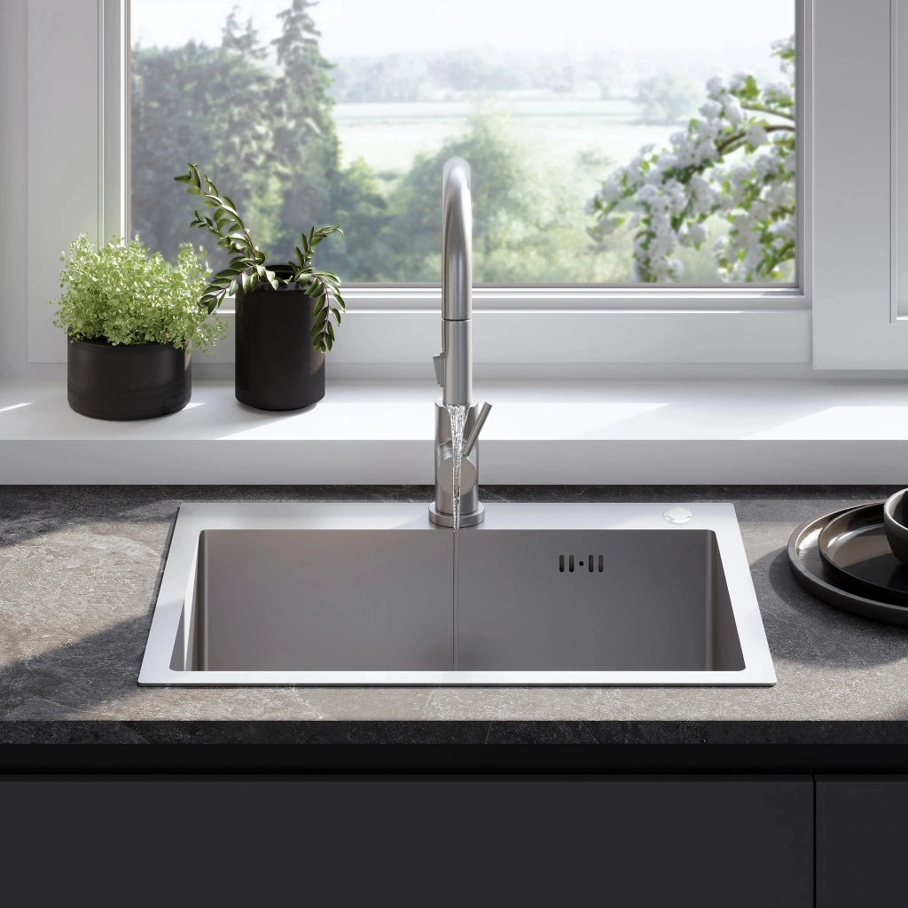 Lavello In Acciaio Liam Brush Nickel con rubinetto da cucina