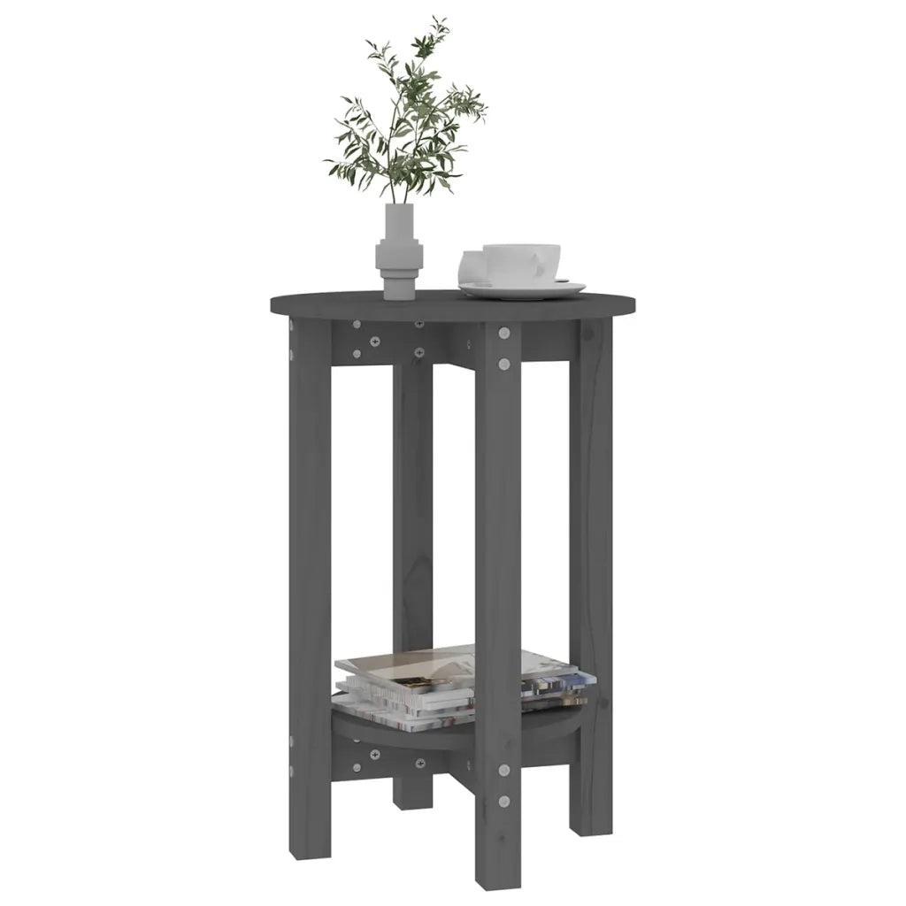 Tavolino da Salotto Grigio Ã˜ 40x60 cm in Legno Massello di Pino cod mxl 24971