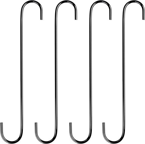Accessori per piante e alimentatori per uccelli - 4 pezzi di uncini a S di acciaio inossidabile da 30,5 cm per piante appese e alimentatori per uccelli - Adatto per interni ed esterni - Nero