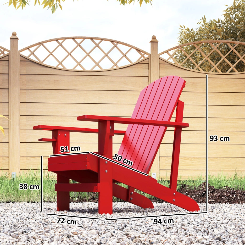 Sedia da giardino Andirondack Poltrona da giardino Poltrona da giardino 72 cm x 97 cm x 92 cm Rossa