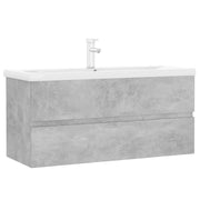Mobile lavabo moderno integrato 100 x 39 x 45 cm con pratico vano contenitore per il bagno in legno grigio cemento 02_0055101